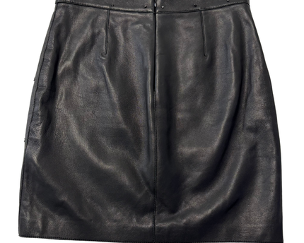 Reiss Black Embellished Leather Mini Skirt
