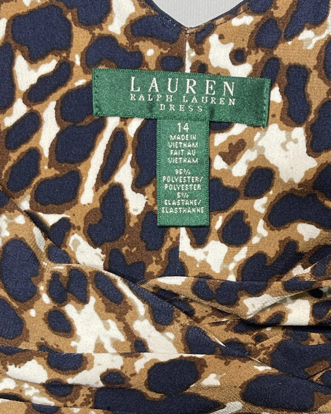 Lauren Ralph Lauren Leopard Print Sleeveless Ruched Dress