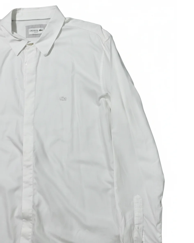 Lacoste White Slim Fit Long-Sleeve Cotton Shirt