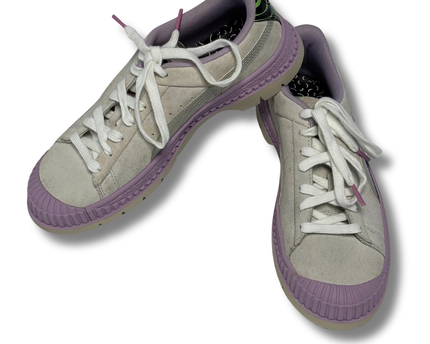 Puma Grey and Purple Suede Platform Trace Sneakers