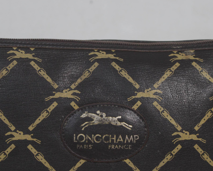 Longchamp Brown Monogram Logo Pouch