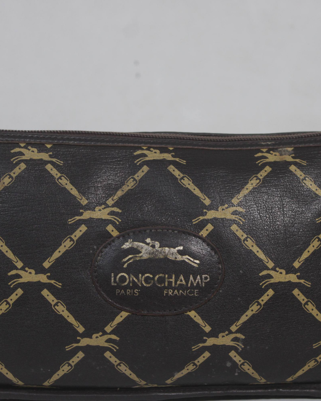 Longchamp Brown Monogram Logo Pouch