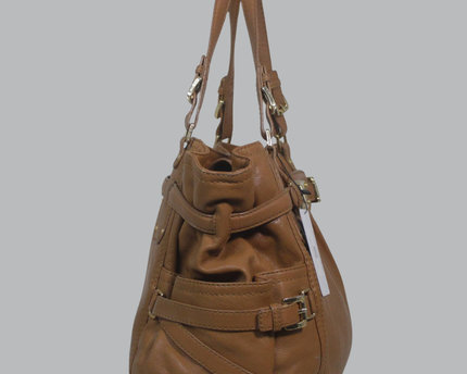 Michael Kors Brown Pebble Leather Buckle Satchel