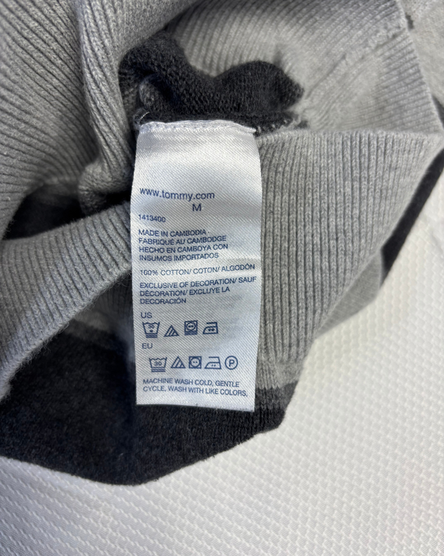 Tommy Hilfiger Grey Striped Crew Neck Sweater