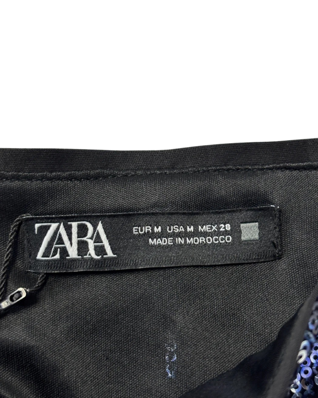 Zara Blue Sequin Animal Print Mini Skirt W/Tags