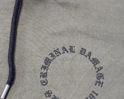 Criminal Damage Olive Green Dragon Graphic Hoodie