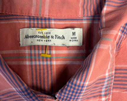 Abercrombie & Fitch Coral Plaid Button-Down Shirt
