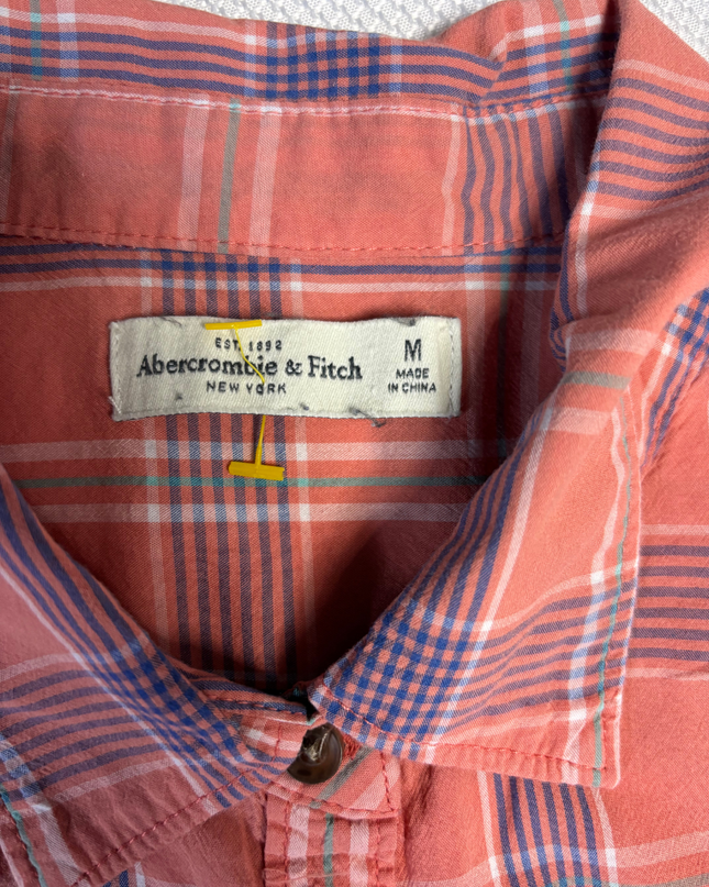 Abercrombie & Fitch Coral Plaid Button-Down Shirt