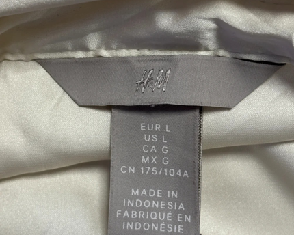 H&M Cream Satin-Finish Button-Down Shirt