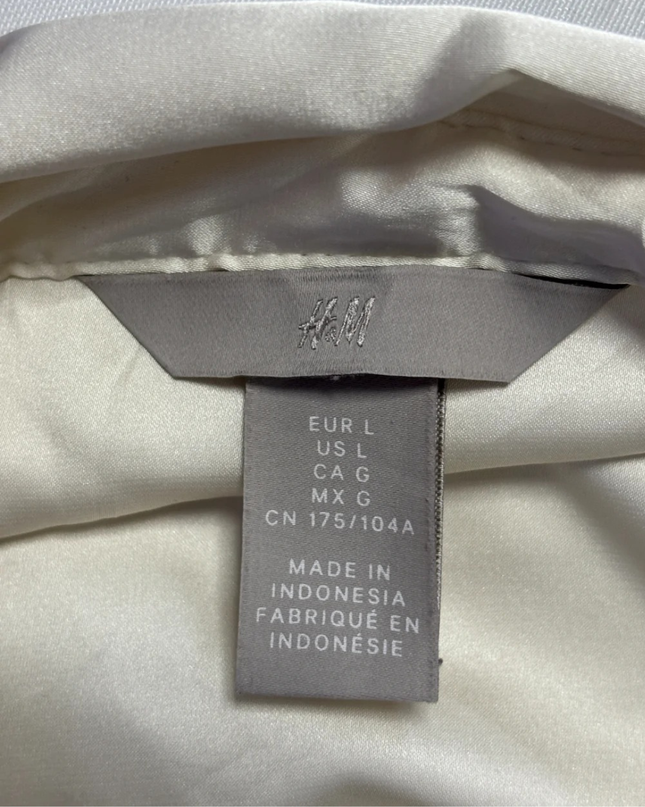 H&M Cream Satin-Finish Button-Down Shirt