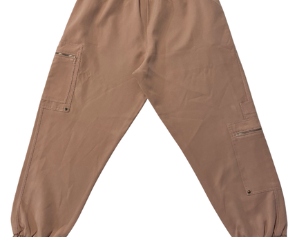 Zara Tan High-Waisted Cargo Utility Joggers