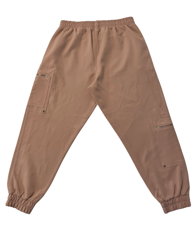 Zara Tan High-Waisted Cargo Utility Joggers