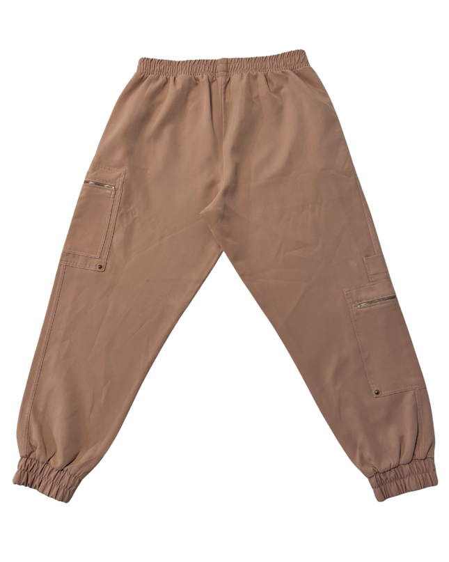 Zara Tan High-Waisted Cargo Utility Joggers