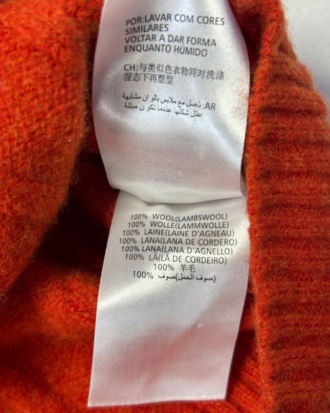 Gant Orange Fine Lambswool Cable Knit Crew Neck Sweater