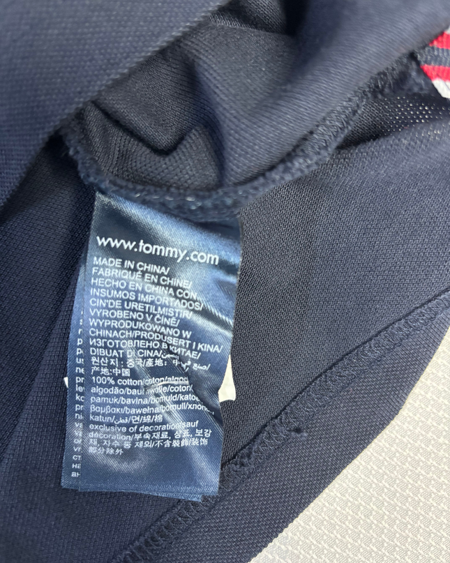 Tommy Hilfiger Navy Blue Colorblock Stripe Polo Shirt