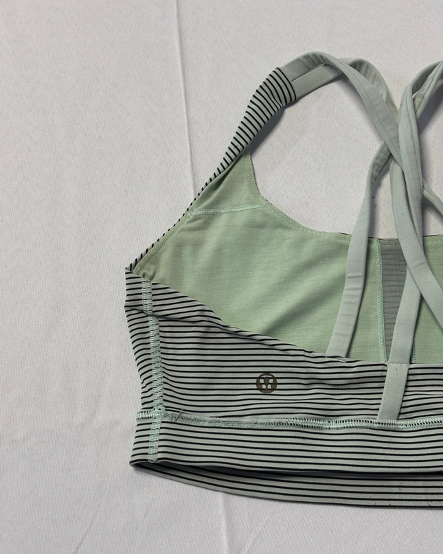 Lululemon Green/Black Striped Sports Bra