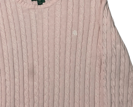 Lauren Ralph Lauren Pink Cable Knit Cotton Sweater