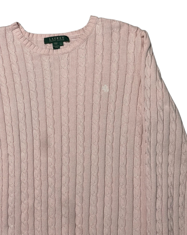 Lauren Ralph Lauren Pink Cable Knit Cotton Sweater