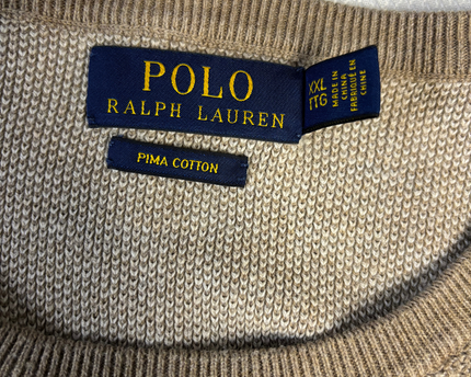 Polo Ralph Lauren Tan Pima Cotton Crew Neck Knit Sweater