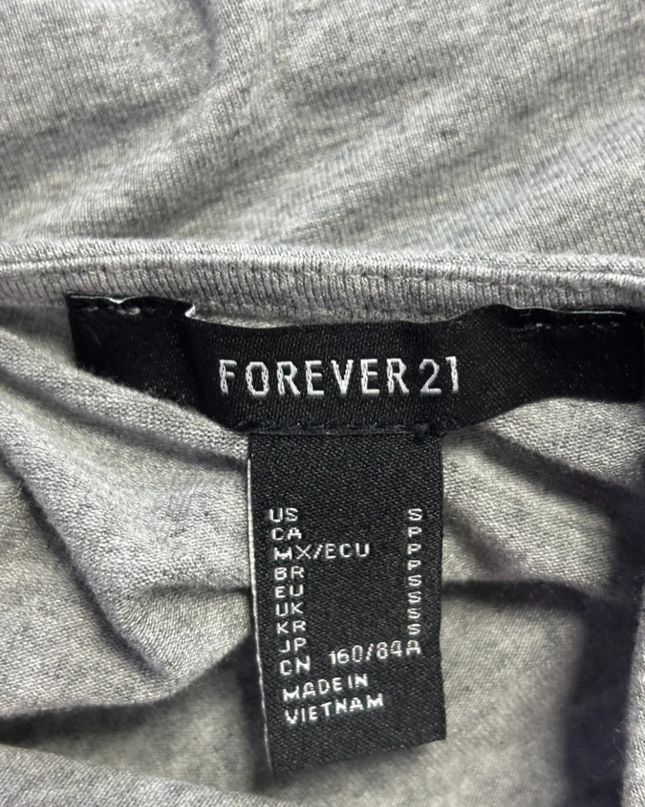 Forever 21 Grey Short Sleeve Tiered Mini Dress