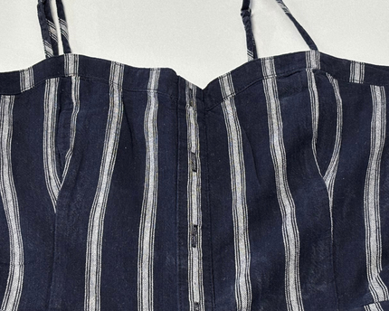 Abercrombie & Fitch Navy Striped Wide Leg Jumpsuit