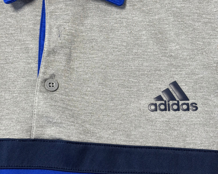 Adidas Blue and Grey Two-Tone Performance Sports Polo