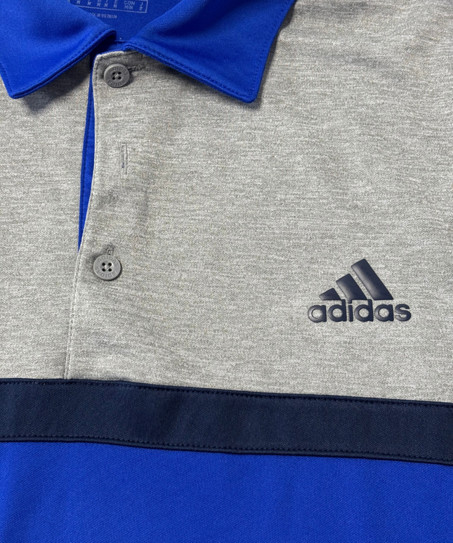 Adidas Blue and Grey Two-Tone Performance Sports Polo