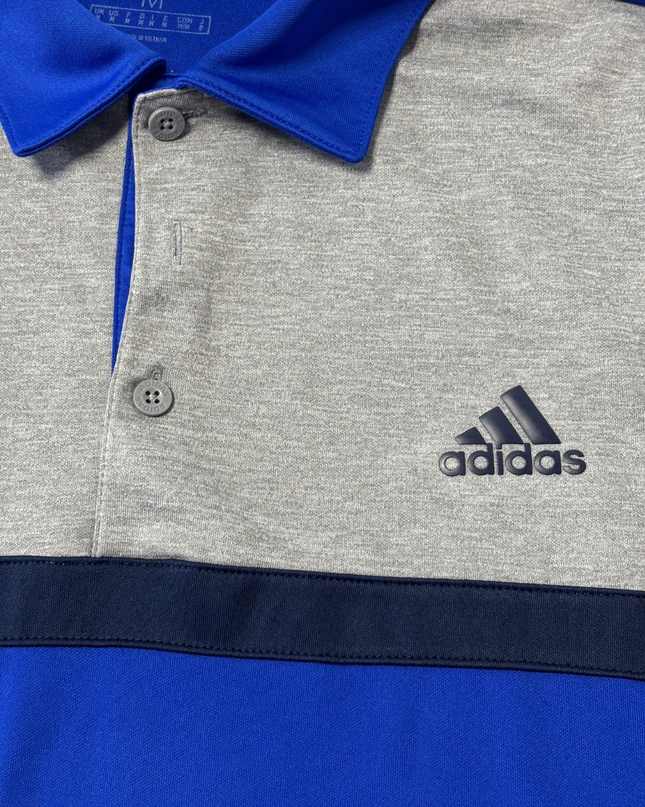 Adidas Blue and Grey Two-Tone Performance Sports Polo