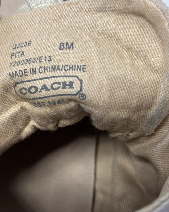 Coach Putty Pita Signature Quilted High-Top Sneakers W/Box