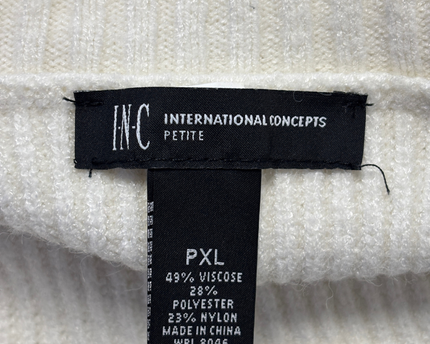 INC International Concepts Off-White Embellished Cold-Shoulder Sweater