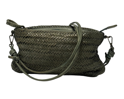 Colorado Olive Woven Leather Crossbody Handbag