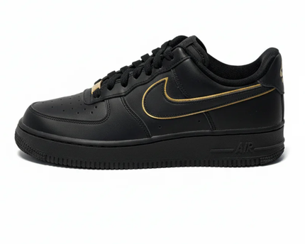 Nike Black and Gold Air Force 1 Low Sneakers