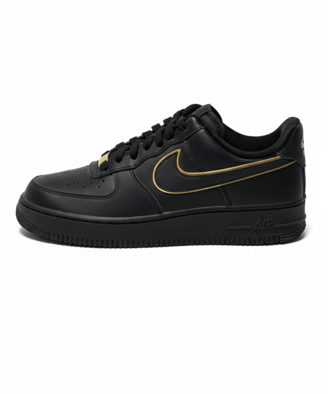 Nike Black and Gold Air Force 1 Low Sneakers