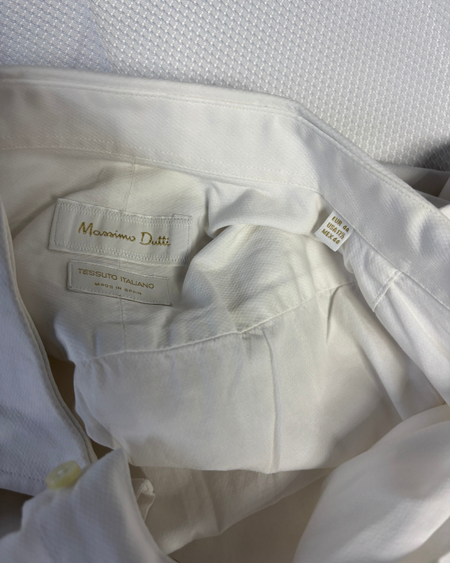 Massimo Dutti Classic White Long Sleeve Button-Down Shirt