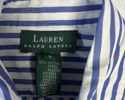 Ralph Lauren Blue/White Striped Button-Down Crest Shirt