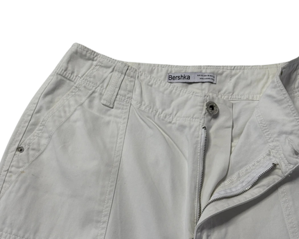 Bershka White High-Waist Cargo Utility Pants