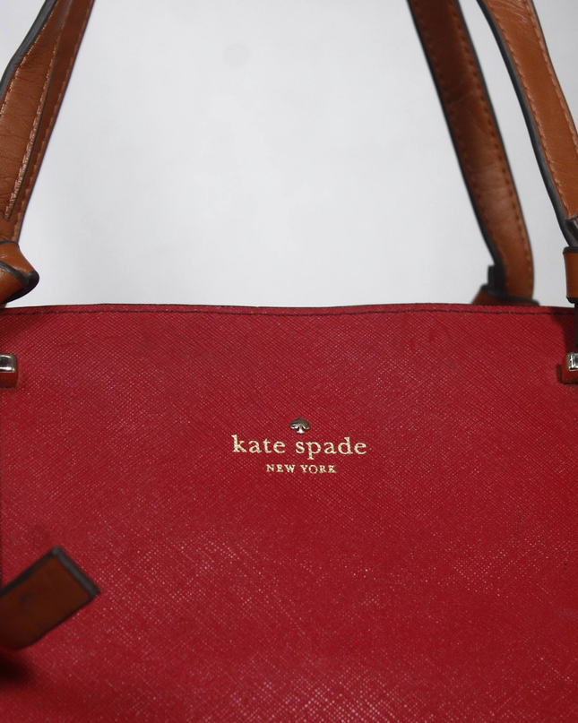 Kate Spade Red Saffiano Leather Tote Bag