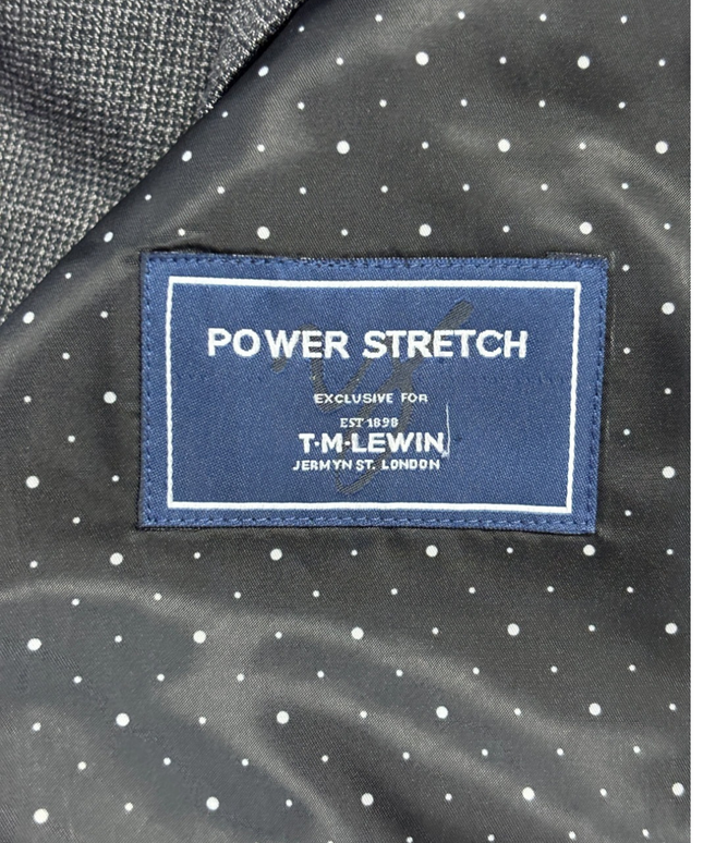 T.M. Lewin Gray Power Stretch Skinny Fit Wool Blend Blazer