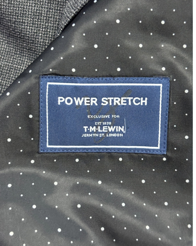 T.M. Lewin Gray Power Stretch Skinny Fit Wool Blend Blazer