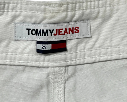 Tommy Jeans White High-Waisted Utility Cotton Shorts