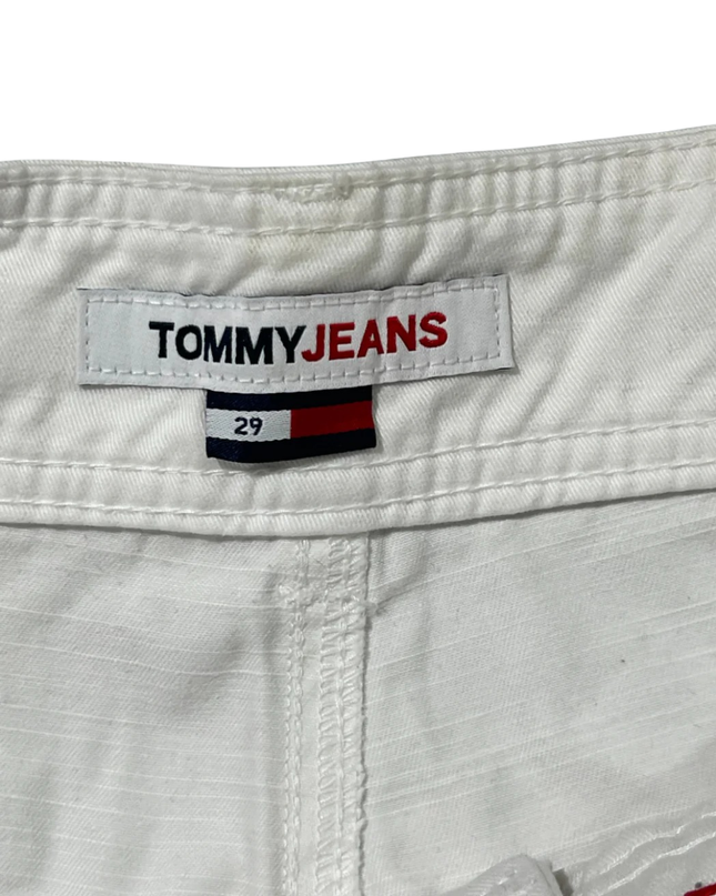 Tommy Jeans White High-Waisted Utility Cotton Shorts
