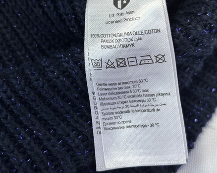 U.S. Polo Assn. Navy Blue Textured Knit Crewneck Sweater