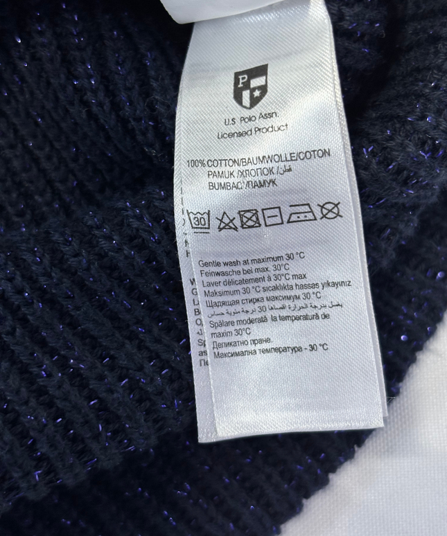 U.S. Polo Assn. Navy Blue Textured Knit Crewneck Sweater