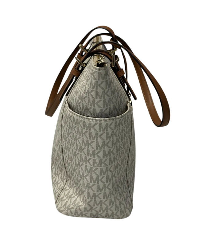Michael Kors Jet Set Vanilla/Acorn Monogram Tote Bag W/Tags