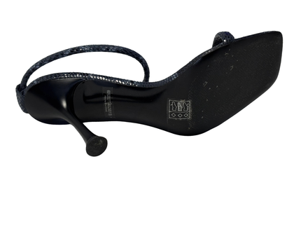 CHARLES & KEITH Animal Print Blue Snakeskin Embossed Slingback Heels | With Box