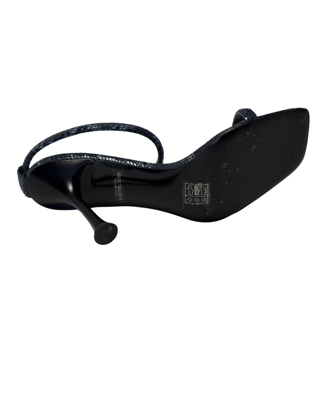 CHARLES & KEITH Animal Print Blue Snakeskin Embossed Slingback Heels | With Box