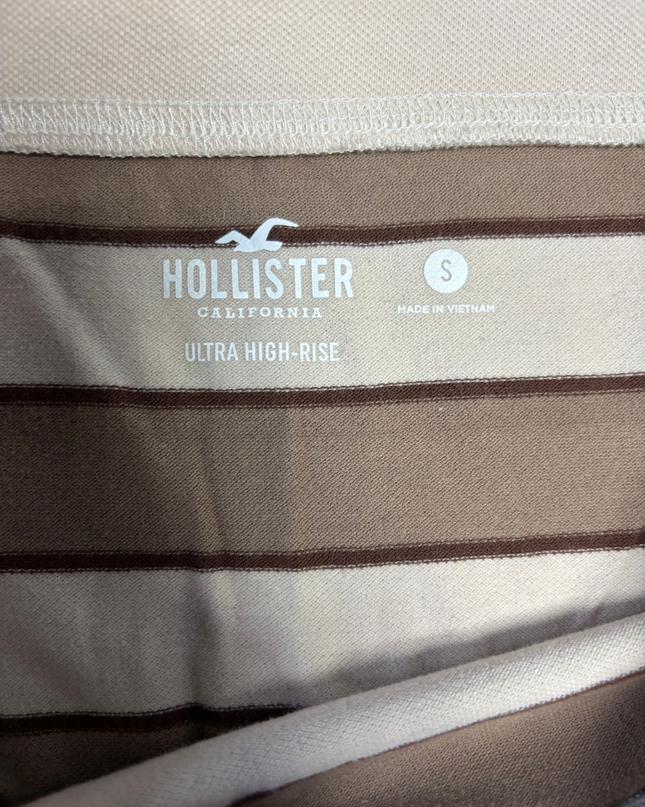 Hollister Brown and Beige Striped Ultra High-Rise Mini Skirt