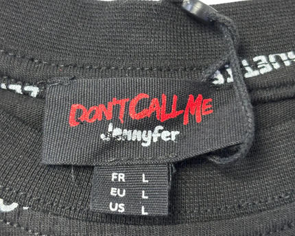 Don't Call Me Jennyfer Black Graphic All-Over Print T-Shirt W/Tags
