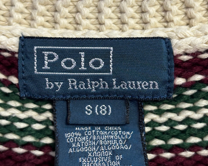 Polo Ralph Lauren Cream Cable-Knit Cricket V-Neck Sweater