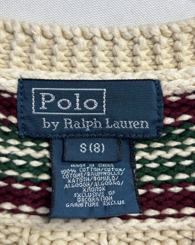 Polo Ralph Lauren Cream Cable-Knit Cricket V-Neck Sweater